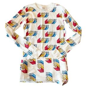 Hanna Andersson Organic Retro “LOVE” Pajama Set (150-12)